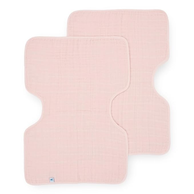 Little Unicorn Ultra-Absorbent Premium Burp Cloth 2 Pack | Soft on Baby's Skin | Larger Size | Ergonomic Design | Set of 2 (Light Pink)