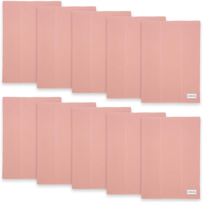 Comfy Cubs Baby Burp Cloths Set (Pack of 10) - Large, 6-Layer, Ultra Absorbent 100% Cotton for Infant Spit-Up, Drool, and Messes - Soft, Gentle, Thoughtful New Born Baby Gifts, Bold Blush