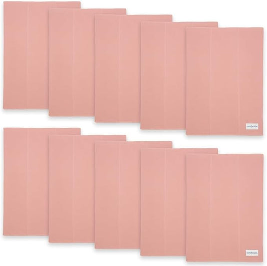 Comfy Cubs Baby Burp Cloths Set (Pack of 10) - Large, 6-Layer, Ultra Absorbent 100% Cotton for Infant Spit-Up, Drool, and Messes - Soft, Gentle, Thoughtful New Born Baby Gifts, Bold Blush