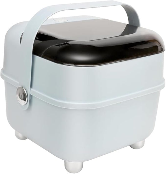 Baby Bottle Organizer for Storage, Large Capacity Baby Bottle Storage with Lid Cover Anti-Dust Protection and Cutlery Storage Drying Rack Bottle Organizer(Light Blue)