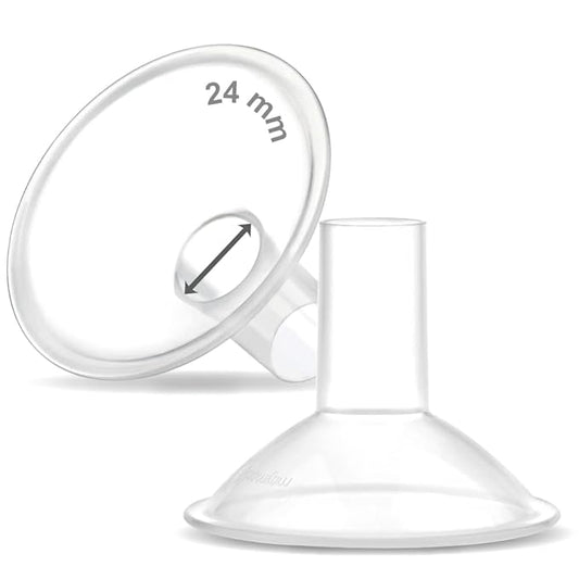 Maymom MyFit, Crater Series, 24 mm 2xTwo-Piece Breastshield Compatible with Medela Breast Pumps. Long Nipple Tunnel for Elasitc Nipples
