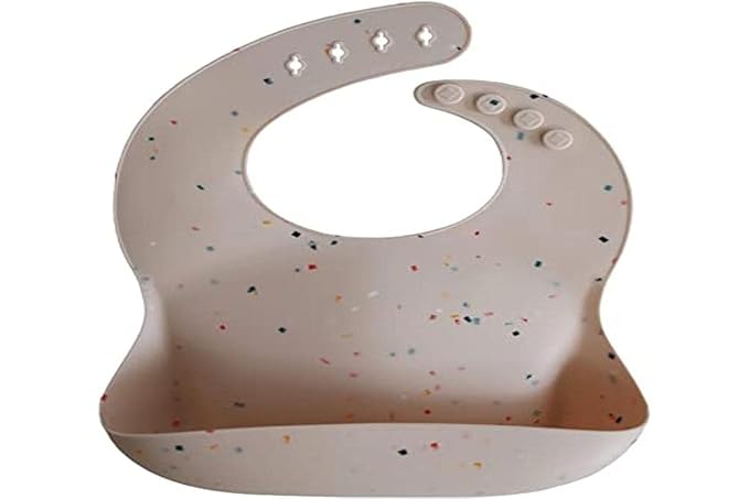 mushie Silicone Baby Bib | Adjustable Fit Waterproof Bibs (Vanilla Confetti)
