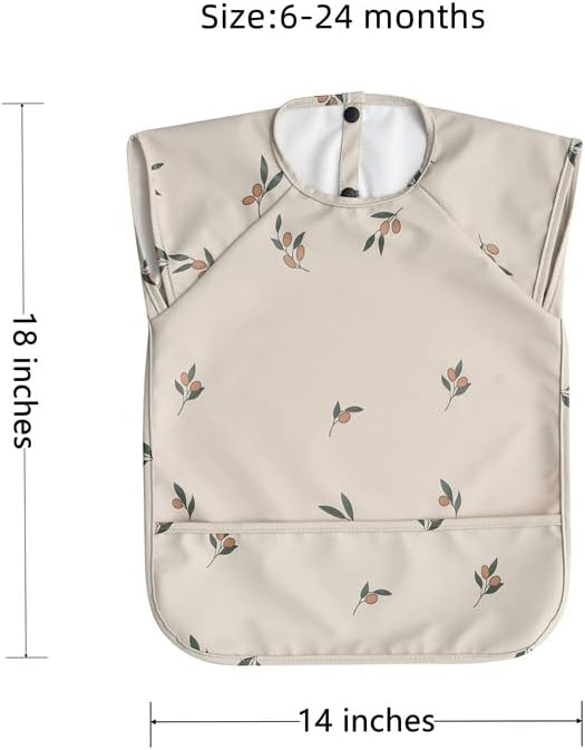 GZMM Waterproof Baby Bibs,Infant Toddler Extra Cover Feeding Bib With Food Catcher,Easy Clean & Washable