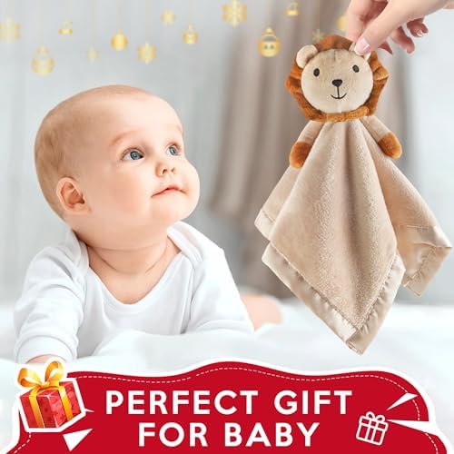 Pro Goleem Lion Security Blanket, Soft Lovey Unisex Lovie Baby Gift for Newborn Boys and Girls Snuggle Toy Stuffed Animal 16 Inch