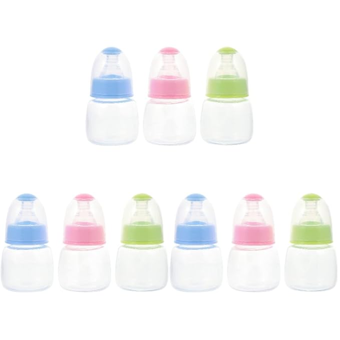 Kisangel 9pcs Mini Baby Bottles Plastic Feeder Bottles Infant Cereal Bottle for Baby Milk Feeding Juice Hardness