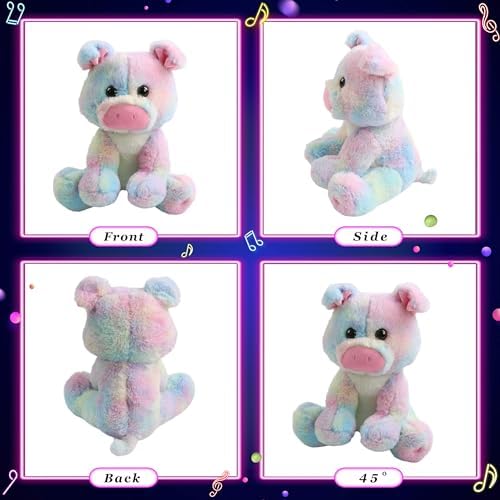 Glow Guards 12'' Light up Rainbow Piggy Stuffed Animal,LED Soft Farm Animal Pig Plush Toy with Night Lights,Ideal Children's Day Birthday Hoilday Gift for Toddler Kids