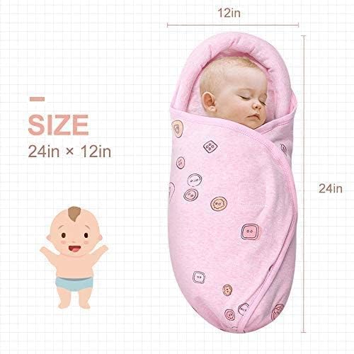 Premium Soft Cotton Baby Swaddle Blankets, Unisex Baby Blanket Wrap for Newborn Baby Boys Girls, Skin Friendly Wearable Swaddling Sleep Sack Calms Startle Reflex (Button, Peachpink, 0-3 Months)