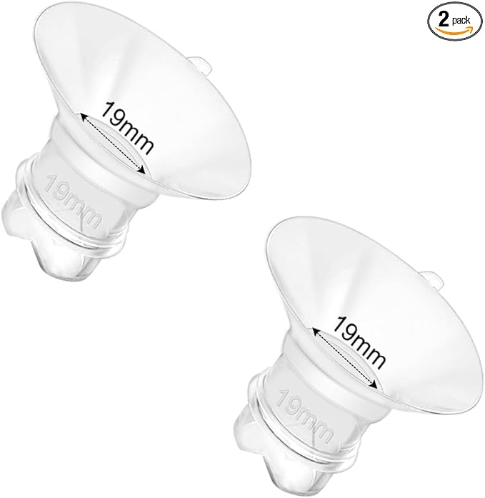 Update Flange Insert 19mm 2pcs for 24mm Flange/Shield of Most Pumps, Silicone Flanges Insert for Momcozy/Medela/Spectra/Eufy/Lansinoh/TSRETE/Elvie/NCVI/Paruu, Breastfeeding Essentials Kit