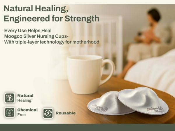 The Original Silver Nursing Cups - Nipple Shields for Breastfeeding Newborn - 999k Nipple Cups - Tri-Laminate Silver - Silver Nipple Covers Breastfeeding - 999k (X-Large)