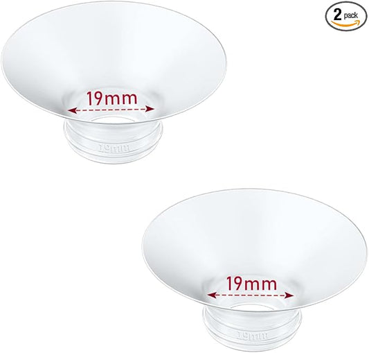 Flange Insert 2PCS 19mm Compatible with Momcozy M9/M6/M5/S12 Pro/V1 Pro/V2 pro, Spectra/Medela/Elvie/NCVI/TSRETE/eufy/Lansinoh/Paruu/MomMed Breast Pump 24mm Shields/Flanges (2pcs-19mm)
