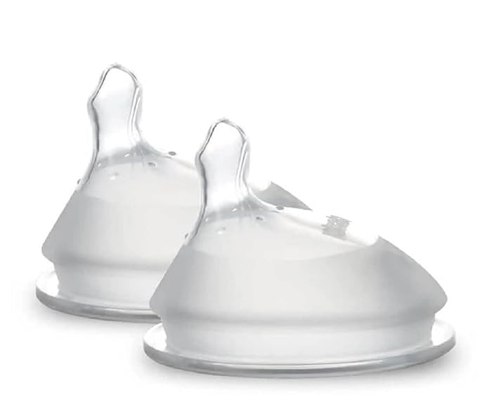Haakaa Generation 3. Silicone Baby Bottle Nipples, Orthodontic, Anti-Colic, Wide Neck, 100% Medical Grade Silicone, Fit All Haakaa Baby Bottles, 2 PK (Size M)