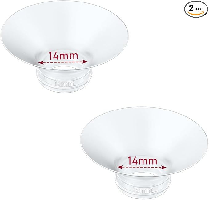 Flange Insert 2PCS 14mm Compatible with Momcozy M9/M6/M5/S12 Pro/V1 Pro/V2 pro, Spectra/Medela/Elvie/NCVI/TSRETE/eufy/Lansinoh/Paruu/MomMed Breast Pump 24mm Shields/Flanges (2pcs-14mm)