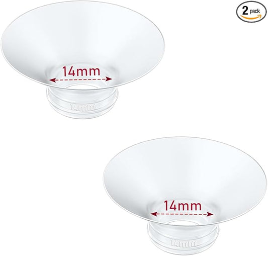 Flange Insert 2PCS 14mm Compatible with Momcozy M9/M6/M5/S12 Pro/V1 Pro/V2 pro, Spectra/Medela/Elvie/NCVI/TSRETE/eufy/Lansinoh/Paruu/MomMed Breast Pump 24mm Shields/Flanges (2pcs-14mm)