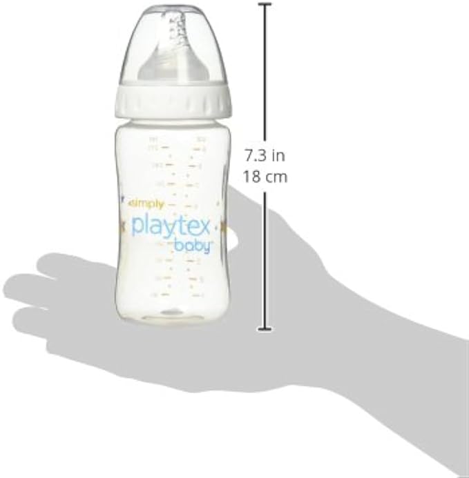 Playtex Baby Simply Playtex Complete Tummy Comfort Baby Bottles, 9 Oz (3 Count), Anti-Colic & Anti-Reflux Bottles for Newborn and Breastfeeding Babies, Feeding Essentials