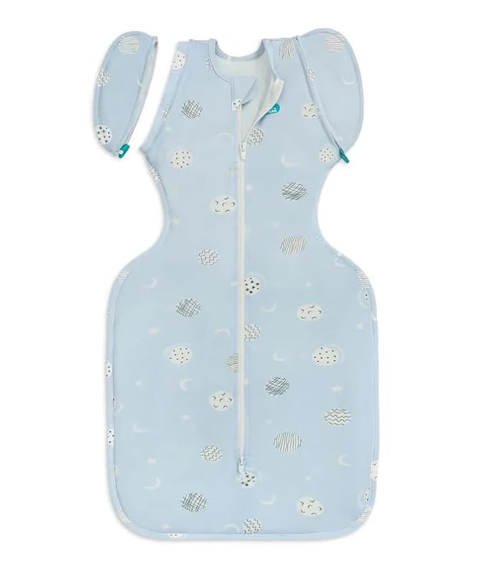 Love to Dream Swaddle UP Transition Bag, Luxuriously Silky Soft Viscose from Bamboo, Baby Sleep Sack, Patented Zip-Off Wings, Snug Fit Helps Calm Startle Reflex, 1.0TOG, 13-19 lbs, Blue
