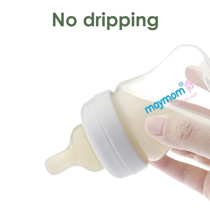 Maymom Wide-Mouth Milk Storage Collection Feeding Bottle with Nipple, Dome Cap, Bottle Top, SureSeal Disk; Compatible with Spectra/Luna Pumps; 4.7oz/140mL, 2pc & 9oz/280mL, 2pc