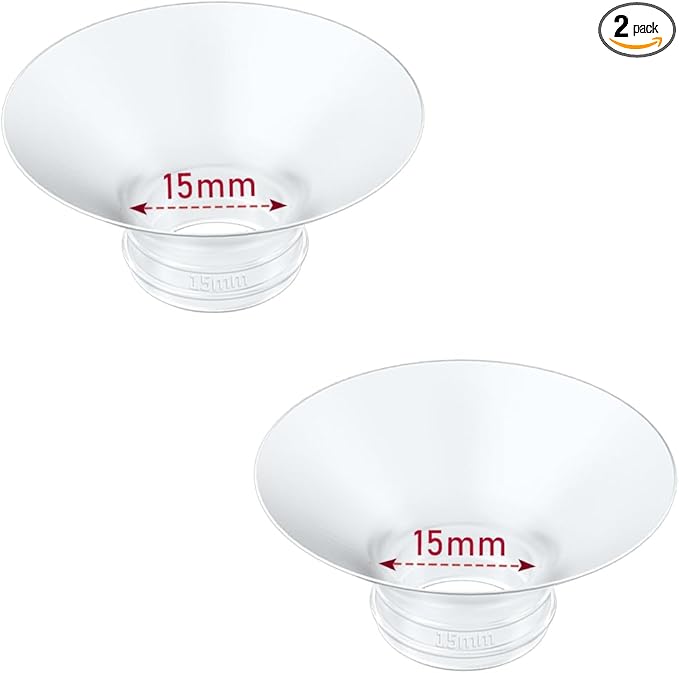 Flange Insert 2PCS 15mm Compatible with Momcozy M9/M6/M5/S12 Pro/V1 Pro/V2 pro, Spectra/Medela/Elvie/NCVI/TSRETE/eufy/Lansinoh/Paruu/MomMed Breast Pump 24mm Shields/Flanges (2pcs-15mm)
