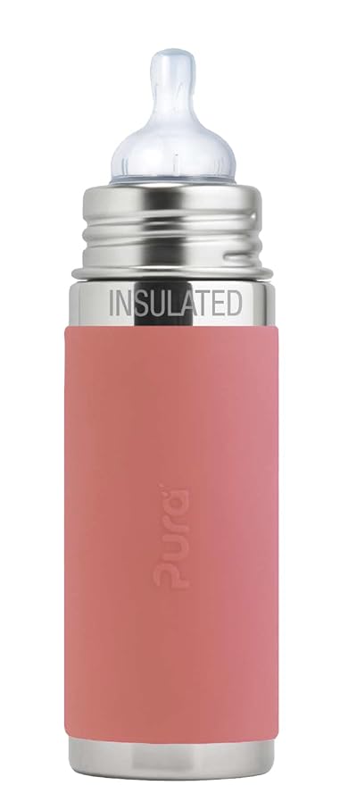 Pura Kiki 7oz Stainless Steel Insulated Infant Bottle – Includes Silicone Medium-Flow Nipple & Sleeve – Anti-Colic, Plastic-Free, MadeSafe Certified