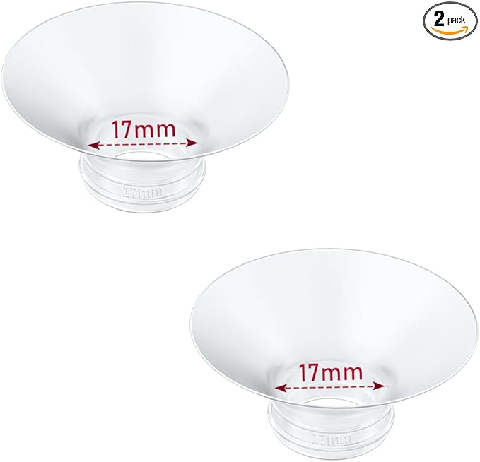 Flange Insert 2PCS 17mm Compatible with Momcozy M9/M6/M5/S12 Pro/V1 Pro/V2 pro, Spectra/Medela/Elvie/NCVI/TSRETE/eufy/Lansinoh/Paruu/MomMed Breast Pump 24mm Shields/Flanges (2pcs-17mm)