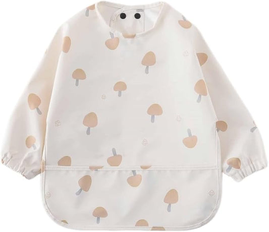 GZMM Waterproof Baby Bibs,Infant Toddler Long Sleeve Feeding Bib With Food Catcher,Easy Clean & Washable