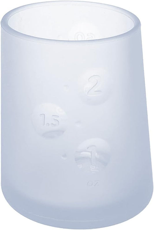 Olababy First Cup | Clear Sense 100% Silicone Infant Trainer Cup | 2oz Medicine Cup for Newborn | Non-Slip & Sloping Design for Tiny Hands & Baby Led Weaning (Blueberry, 1 Cup)