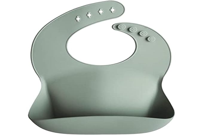 mushie Silicone Baby Bib | Adjustable Fit Waterproof Bibs (Cambridge Blue)