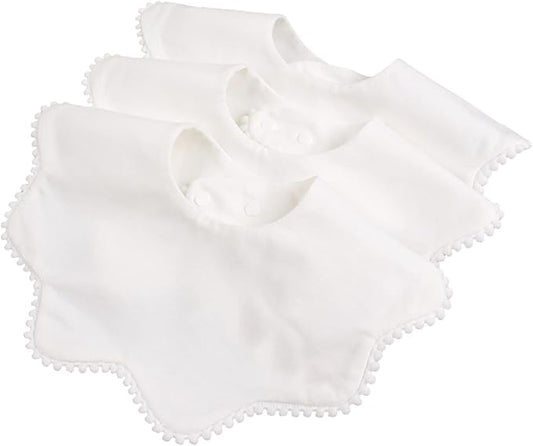 Bamery Baby Bandana Bibs White Cotton Drool Bibs for Drooling and Teething Absorbent for Boy Girl