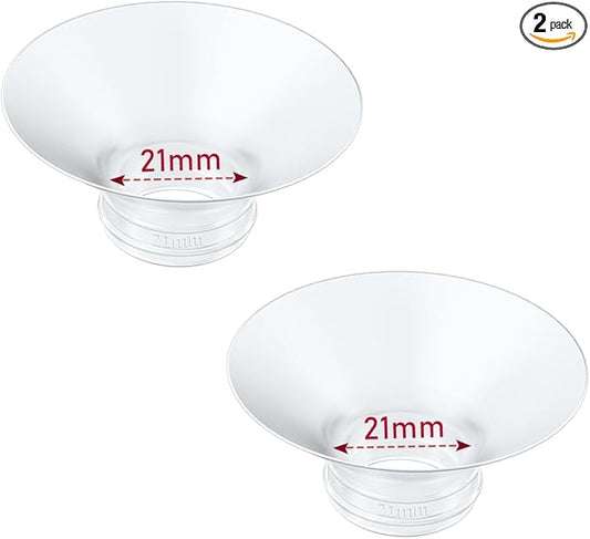Flange Insert 2PCS 21mm Compatible with Momcozy M9/M6/M5/S12 Pro/V1 Pro/V2 pro, Spectra/Medela/Elvie/NCVI/TSRETE/eufy/Lansinoh/Paruu/MomMed Breast Pump 24mm Shields/Flanges (2pcs-21mm)