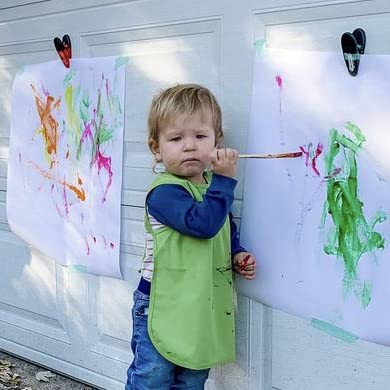 BapronBaby Ribbit Bapron - No Neck Tie Safer Bib for Baby & Toddler - Soft Waterproof Stain Resistant - Machine Washable - Sz Preschool 3-5yrs