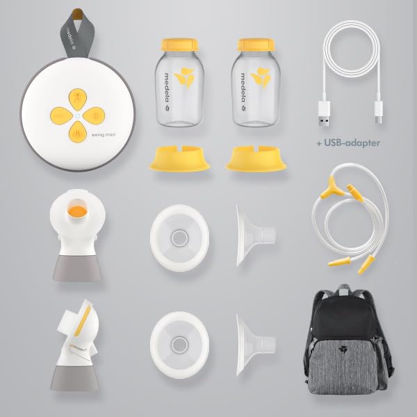 Medela Breast Pump | Swing Maxi Double Electric | Portable Breast Pump | USB-C Rechargeable | Bluetooth | Closed System | with Carry Bag