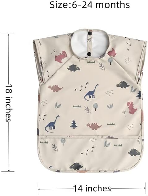GZMM Waterproof Baby Bibs,Infant Toddler Extra Cover Feeding Bib With Food Catcher,Easy Clean & Washable