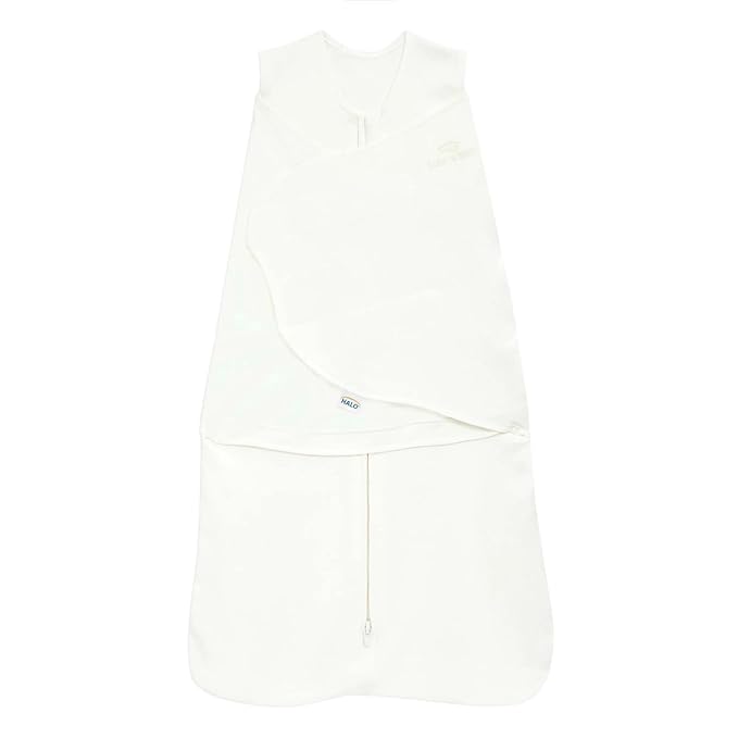 HALO 100% Cotton Sleepsack Swaddle, 3-Way Adjustable Wearable Blanket, TOG 1.5, Cream, Small, 3-6 Months