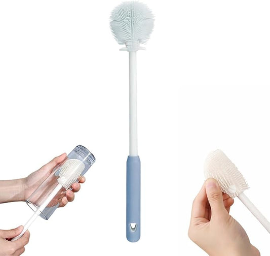 360° Flexible Silicone Bottle Brush with Long Handle,2025 New Multifunction Cleaning Foldable Cleaning Tool,Soft Bristle Silicone Cup Brush for Narrow Neck Bottles,Water Bottles (Blue B/1pcs)