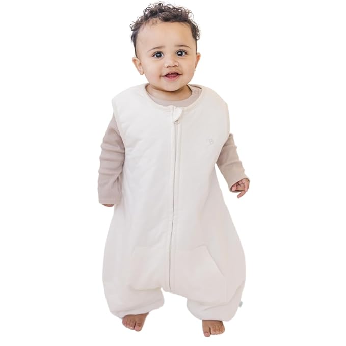 Tealbee Dreamsuit Toddler Sleep Sack with Feet – Walker Sleep Bag with Legs, Rayon made from Bamboo, All Season 1.2 TOG, 2-Way Zipper, 12m-2T - Undyed