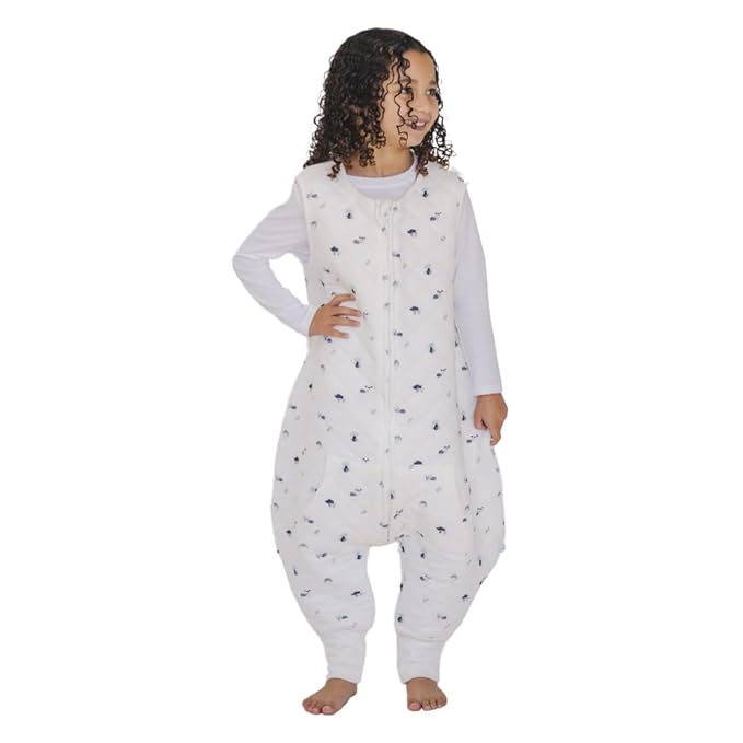 Tealbee Dreamsuit Toddler Sleep Sack with Feet – Walker Sleep Bag with Legs, Rayon made from Bamboo, Winter 1.5 TOG, 2-Way Zipper, 3T-4T - Mushroom