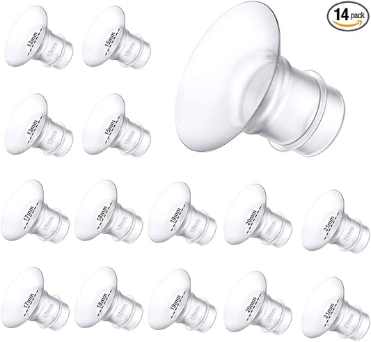 Flange Insert 13/15/17/18/19/20/21mm 14PCS,Compatible with Momcozy S12 pro/S9 pro/S12/S9/Medela/Spectra/Bellaaby/TSRETE etc 24mm Shields/Flanges,Reduce 24mm Tunnel Down to Other Size