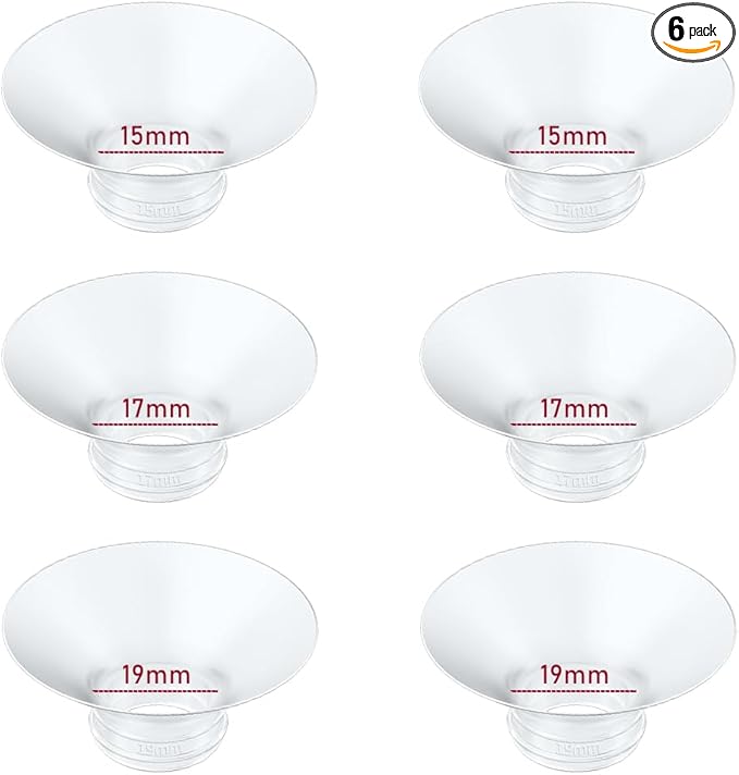 Flange Insert 15/17/19mm 6pcs Compatible with Momcozy M5/M9/M6/S12 Pro/V1 Pro/V2 Pro,for Spectra/Medela/MomMed/eufy/Lansinoh/Elvie Breast Pump, Fit for 24mm Flange/Shield of Most Pumps,