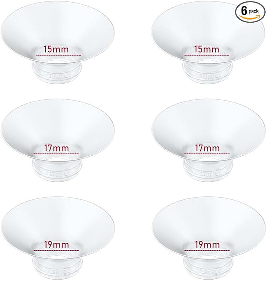 Flange Insert 15/17/19mm 6pcs Compatible with Momcozy M5/M9/M6/S12 Pro/V1 Pro/V2 Pro,for Spectra/Medela/MomMed/eufy/Lansinoh/Elvie Breast Pump, Fit for 24mm Flange/Shield of Most Pumps,