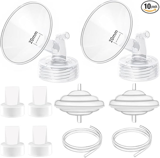 20mm Flange Pump Parts Compatible Spectra S1 S2 9 Breast Pumps Replacement,Full Set Replacements Include Flange Backflow Protector Membrane Duckbill Valve Tube,Not Original Accessories