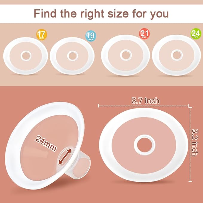 Pumpmom 24mm Flanges Compatible with Spectra S2 Spectra S1 9 Plus Synergy Gold Breastpumps Accessories, Replacement Breast Shield to Spectra Pump Parts and Spectra Flange