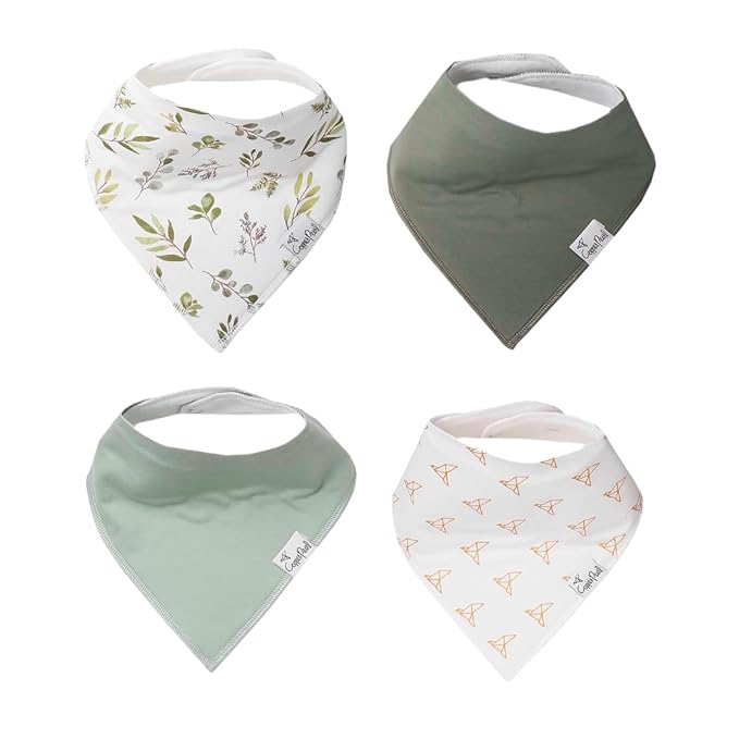 Copper Pearl 4 Pack Soft Cotton Baby Bibs for Drooling and Teething, Absorbent Drool Bibs for Baby Girl and Boy, Adjustable to Fit Newborns to Toddlers, Tons of Styles (Haven)