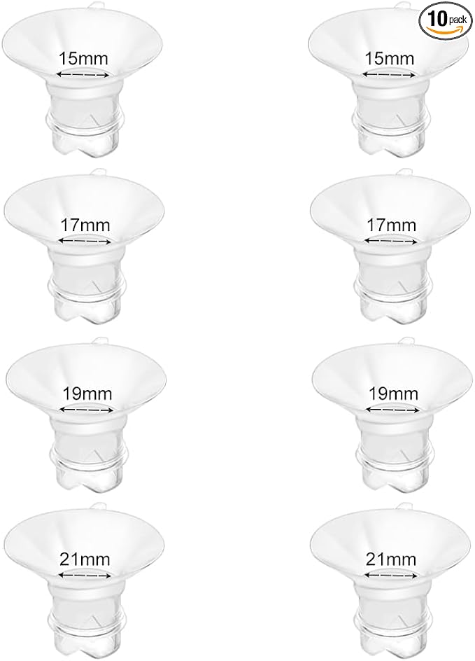 8pcs Updated Silicone Flange Insert 15/17/19/21mm Compatible with Momcozy/Medela/Spectra/Eufy/Lansinoh/TSRETE/Elvie/NCVI/Paruu Breast Pump, for 24mm Flange/Shield, Breastfeeding Replacement Pump Part