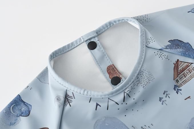 GZMM Waterproof Baby Bibs,Infant Toddler Extra Cover Feeding Bib With Food Catcher,Easy Clean & Washable