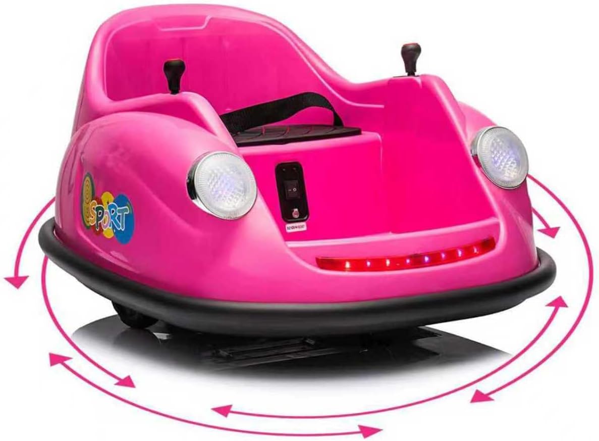 12V Bumper Car for Toddlers, Electric Toy Ride on Battery Car with Kids W/Parent Remote Control, 2-Speed, 360 Degree Spin, Music & LED Lights for Kids, Pink
