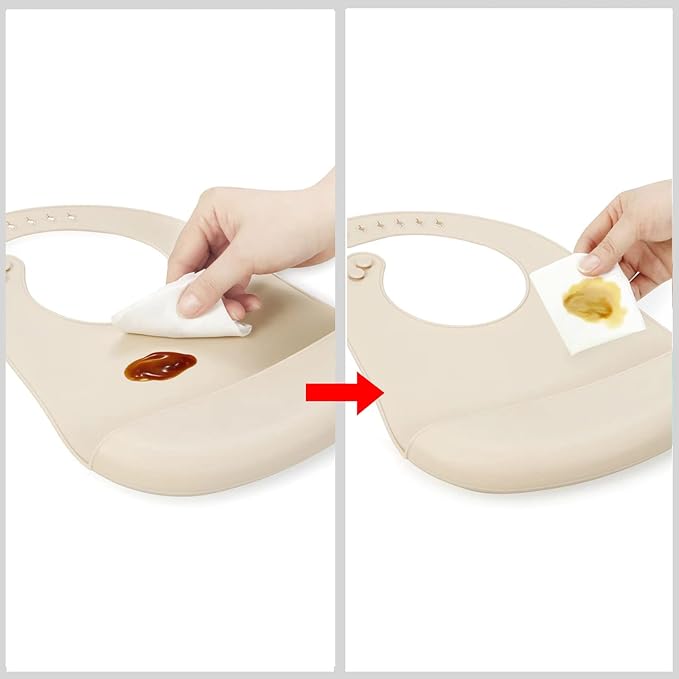 PandaEar 3 Pack Waterproof Silicone Baby Bibs| Super Thin Light Weight Feeding Bib with Food Catcher Pocket for Toddler