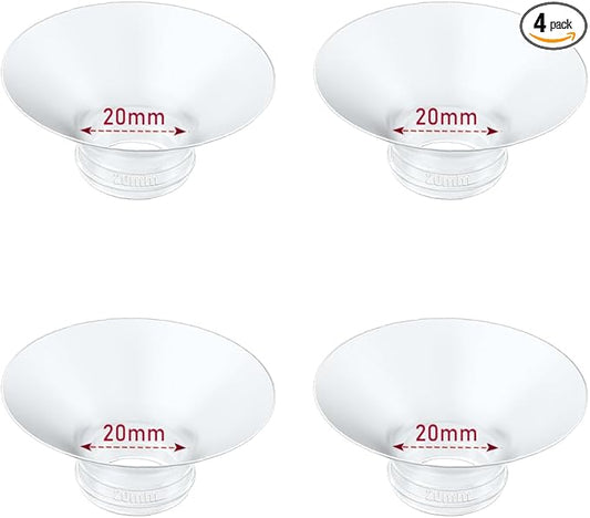 Flange Insert 4PCS 20mm Compatible with Momcozy M9/M6/M5/S12 Pro/V1 Pro/V2 pro, Spectra/Medela/Elvie/NCVI/TSRETE/eufy/Lansinoh/Paruu/MomMed Breast Pump 24mm Shields/Flanges (4pcs-20mm)
