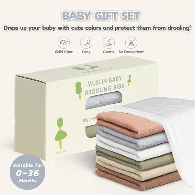 Susurration Muslin Baby Drool Bibs 6Pack Soft Triangular Adjustable Baby Bandana Bibs for Unisex Baby Girls & Boys
