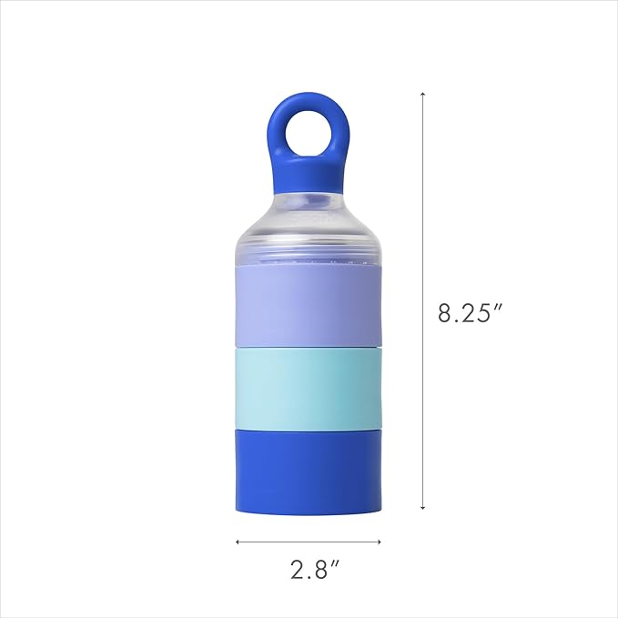 Boon Triful Baby Formula Dispenser On The Go - Insulated Stainless Steel Formula Containers with Stacking Design - Baby Bottle-Feeding Supplies for Travel - Blue