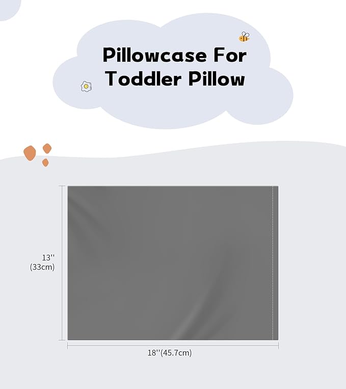 Deep Dream Toddler Pillowcases for 13x18 Pillow 2 Pack, 100% Cotton Travel Pillow Case Cover, 600 Thread Count Cotton Pillow Covers, Soft & Breathable Small Pillow Cases Envelope Closure, Dark Grey