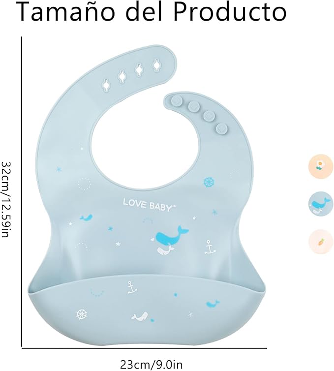 Baby Silicone Feeding Bibs, 3pcs Adjustable Waterproof Bibs for Feeding